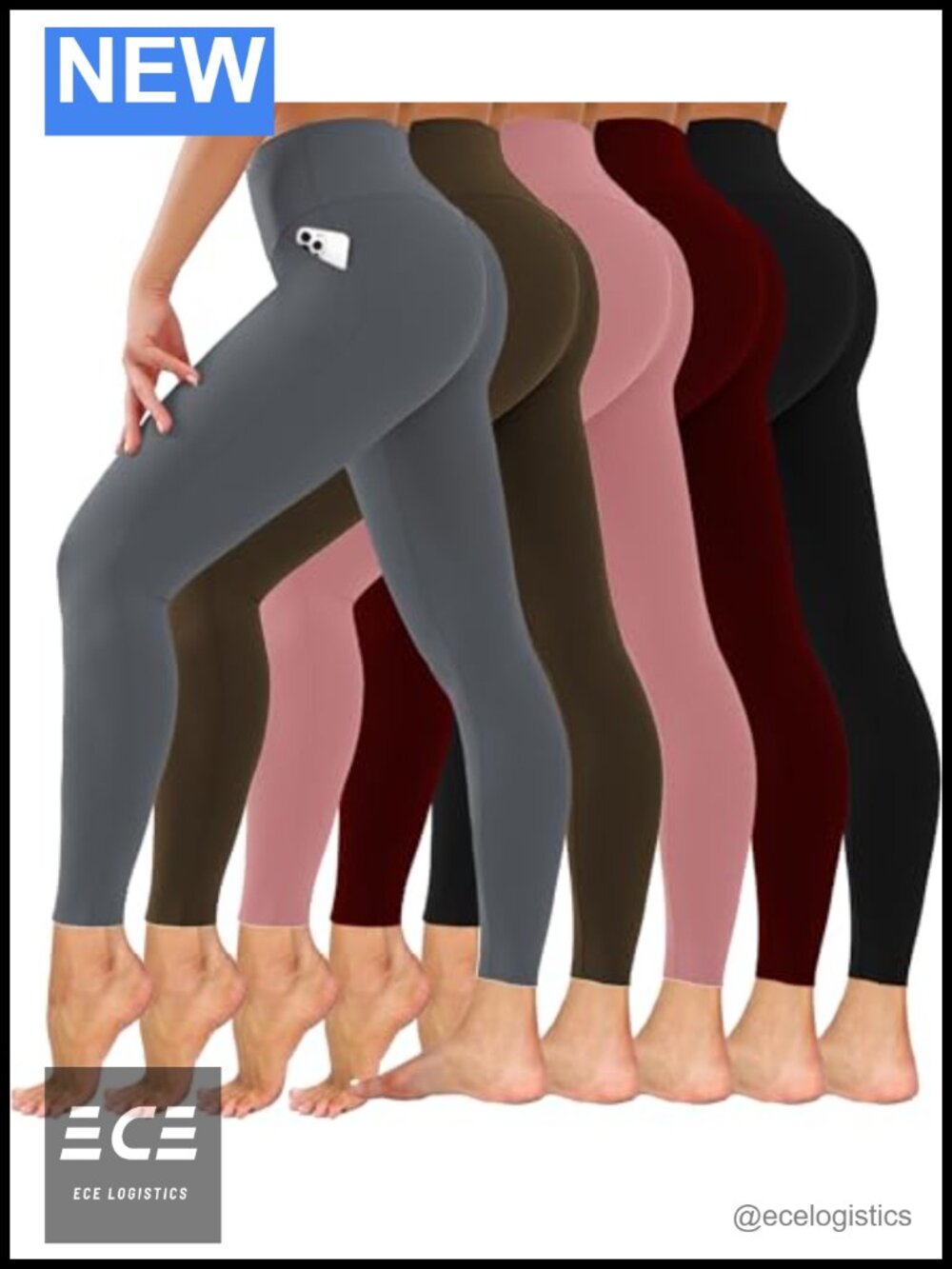 5 Pack Women's High Waisted Leggings with Pockets Yoga Workout Pants